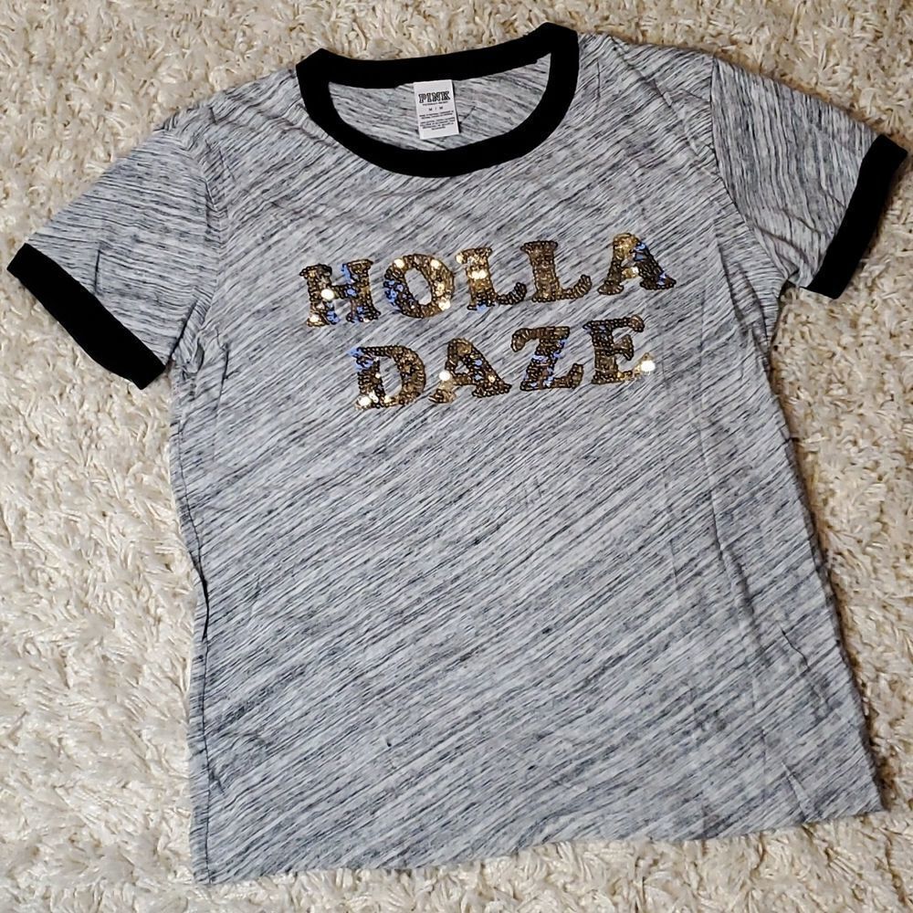 PINK VICTORIA'S SECRET Holla Daze Sequin Tee